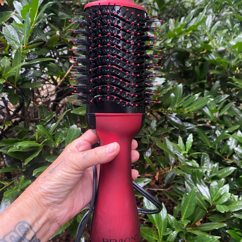 Revlon Burgundy Hair Dryer Brush with Black Bristles